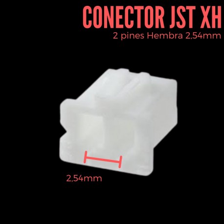 Conector JST XH 2 Pin hembra de 2.54mm