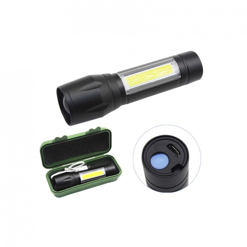 Mini linterna LED recargable con clip, linternas pequeñas con zoom