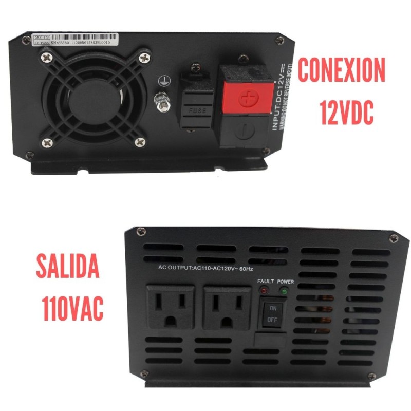 Inversor (Onda pura) DC/AC 12V 600W-CarSpa