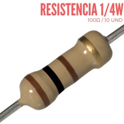 Resistencia 100 Ohm 1/4 W (10 Pcs)