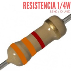 Resistencia 3.3K Ohm 1/4 W (10 Pcs)
