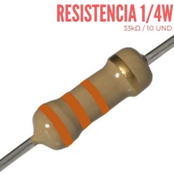 Resistencia 33K Ohm 1/4 W 10 UND