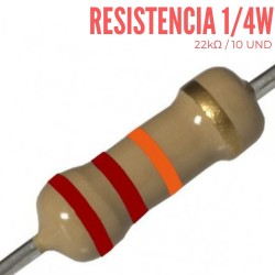 Resistencia 22K Ohm 1/4 W (10 Pcs)