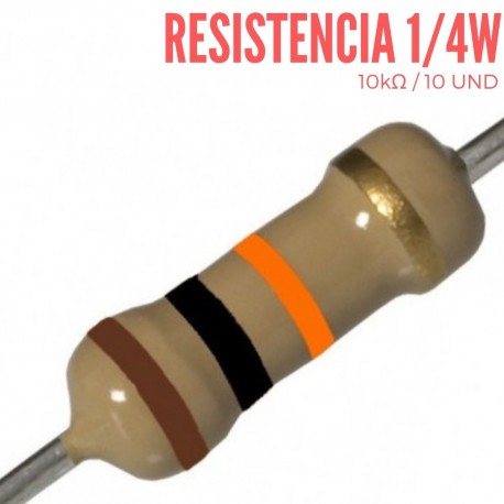 ira prima Directamente Resistencia 10K Ohm 1/4 W 10 UND