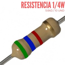 Resistencia 5.6K Ohm 1/4 W 10 UND