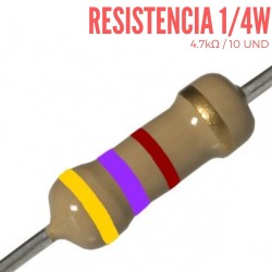 Resistencia 4.7K Ohm 1/4 W (10 Pcs)