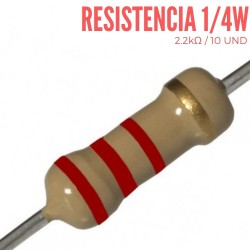Resistencia 2.2K Ohm 1/4 W (10 Pcs)