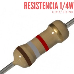 Resistencia 1.8K Ohm 1/4 W (10 Pcs)