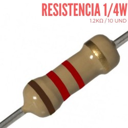 Resistencia 1.2K Ohm 1/4 W (10 Pcs)