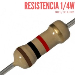 Resistencia 1K Ohm 1/4 W (10 Pcs)