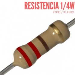 Resistencia 220 Ohm 1/4 W (10 Pcs)