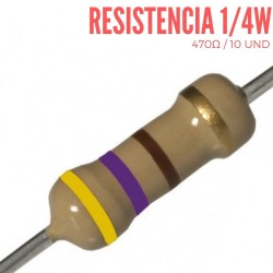 Resistencia 470 Ohm 1/4 W (10 Pcs)