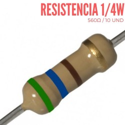Resistencia 560 Ohm 1/4 W (10 Pcs)