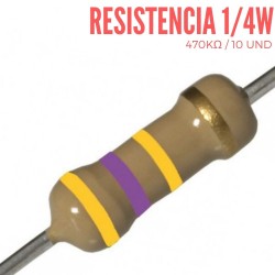 Resistencia 470K Ohm 1/4 W 10 UND