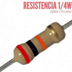 Resistencia 20K Ohm 1/4 W (10 Pcs)