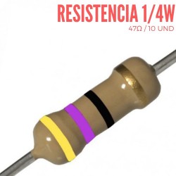 Resistencia 47 Ohm 1/4 W 10 UND