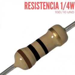 Resistencia 10 Ohm 1/4 W (10 Pcs)