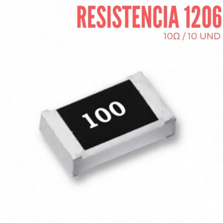 Resistencia 10 Ohm SMD 1206 1/4 W