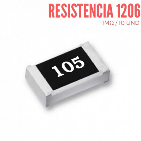 Resistencia 1MΩ SMD 1206 1/4 W