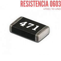 Resistencia 470Ω SMD 0603 1/10 W (10 Pcs)