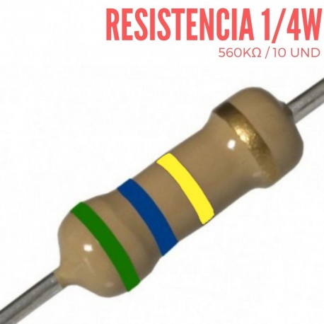 Resistencia 560K Ohm 1/4 W 10 UND