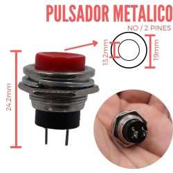 Pulsador Metalico Chasis Corto Rojo