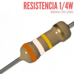 Resistencia 390K Ohm 1/4 W 1(10 Pcs)