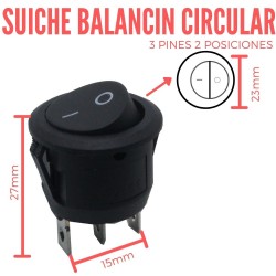Suiche Balancin Negro 3 Pin 10A