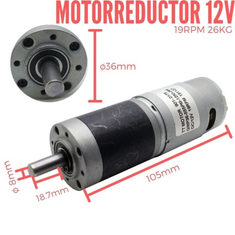 Motorreductor 12V 19RPM 26Kg