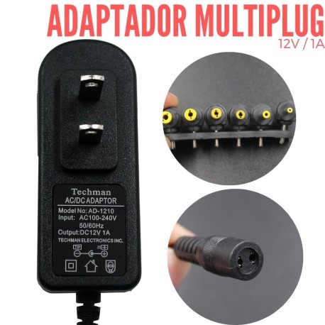 Adaptador de voltaje 12V 1A Multiplug