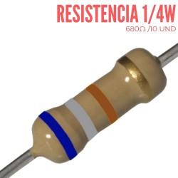 Resistencia 680 Ohm 1/4 W (10 Pcs)