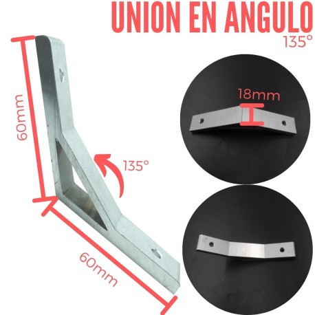 Unión en Ángulo de 135º para Perfil