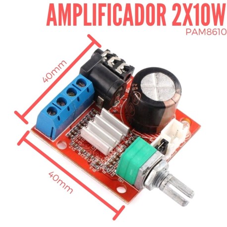 Amplificador Control de Volumen 2X10W (PAM8610)