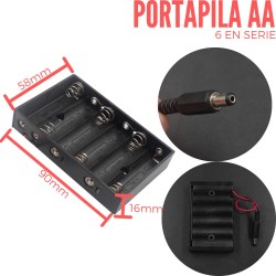 Porta Pilas AA Voltaje 3V 118x55x23mm