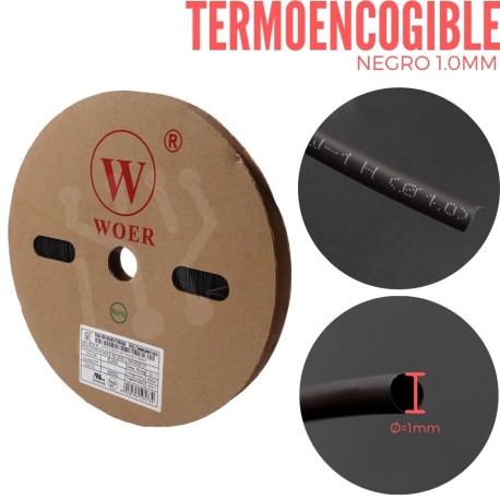 Termoencogible Negro 1mm X Metro