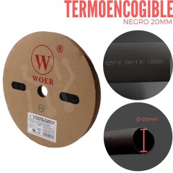 Termoencogible Negro 20mm X Metro