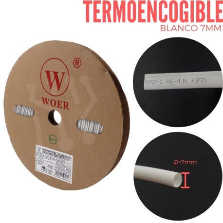 Termoencogible Blanco 7mm X Metro