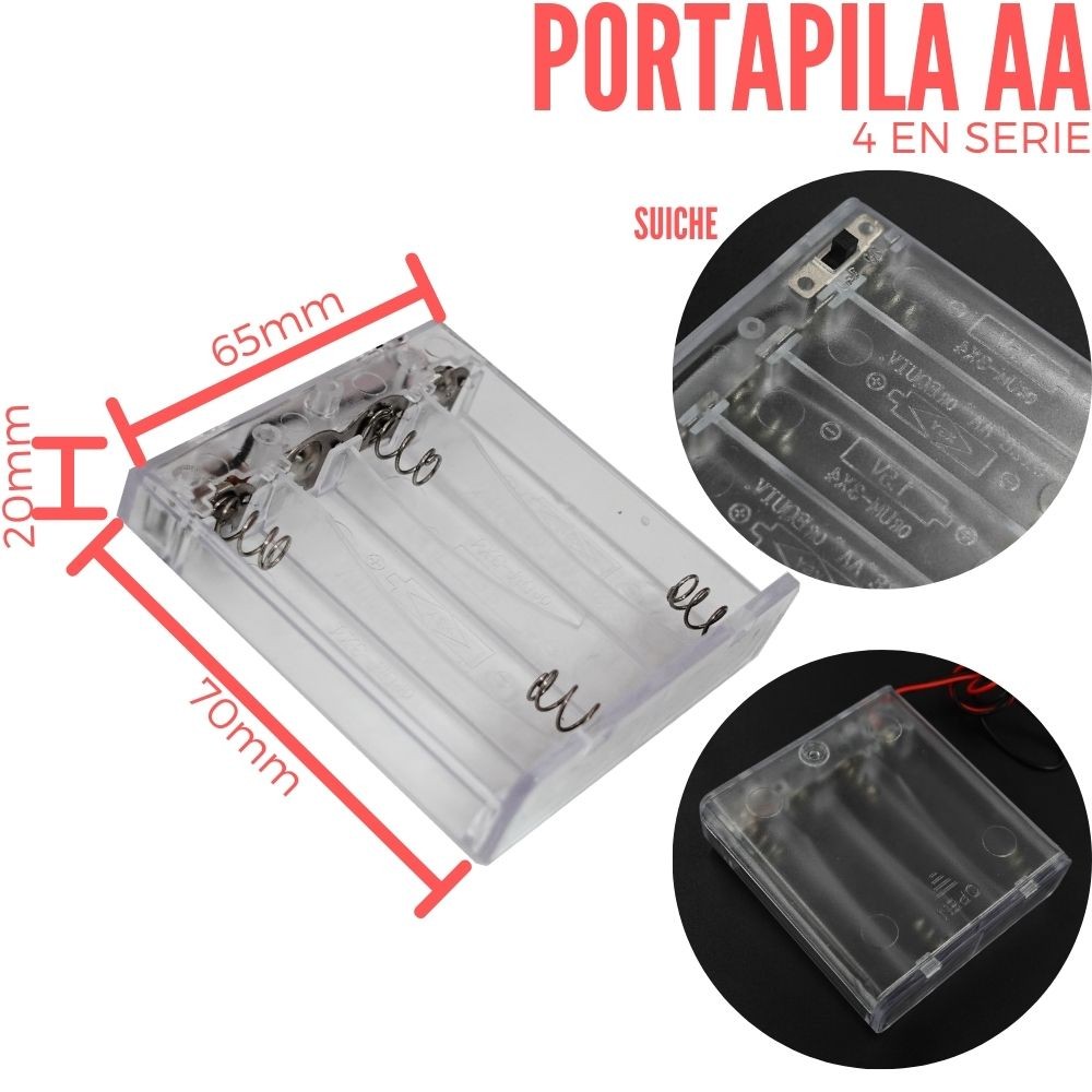 Porta Pila para Bateria 9V Conector en Broche Plastico