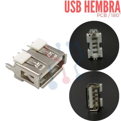 Conector USB Hembra Tipo A 180° para PCB