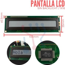 Display LCD 1X16 Sin Backlight