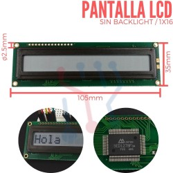 Display LCD 1X16 Sin Backlight 