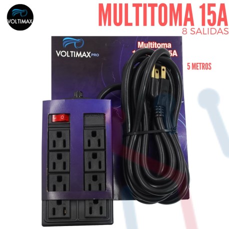 Multitoma Eléctrico 8 Salidas 10A con Cable 5 Metros